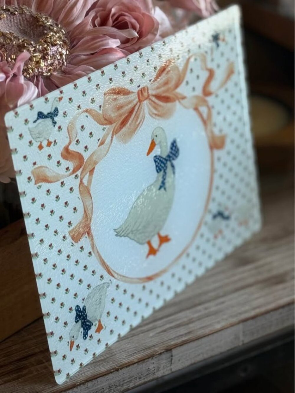 Vintage Aunt Rhody Inspired Tempered Glass Cutting Board